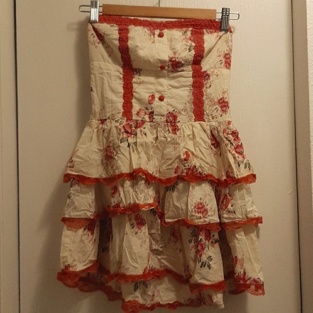 Love Culture (S) Strapless Lace and Ruffle Dress